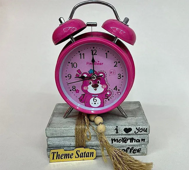 ساعت زنگ دار رومیزی طرح PINK BEAR