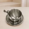 فنجان و نعلبکی استیل قاشق دار